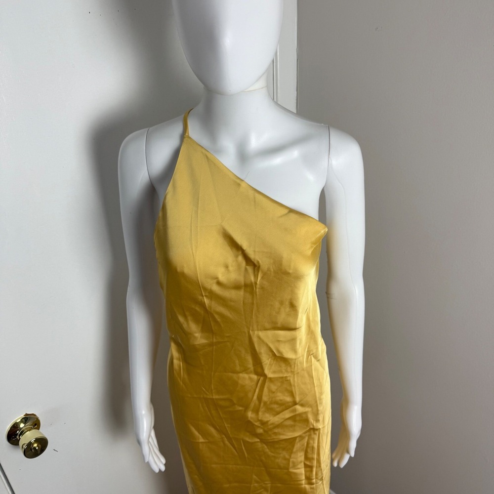 Commense Moonlight Gold One Shoulder Maxi Dress Backless Slit Formal Cocktail S - Picture 8 of 15